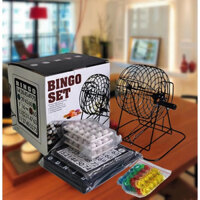 (CỠ LỚN, KHUNG SẮT) Đồ chơi lồng quay lô tô xổ số Bingo Lotto, để bàn vui nhộn (75 số)