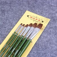 Cọ lông chồn maries đầu bằng,Bộ 6 cây chuyên vẽ màu acrylic,Sơn dầu,Màu nước