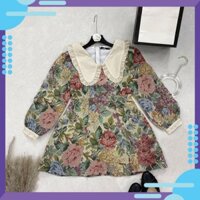 [Cỡ Lớn]Váy đầm gấm hoa phối cổ bèo cho người Mập .big001