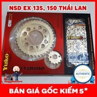 [CÓ MÃ GIẢM GIÁ] Nhông sên dĩa xe Exciter 135, 150 mạ vàng Yukos Thai-r chính hãng