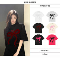 [CÓ MÀU MỚI] Áo thun Nơ OKAY Killsystem oversize hình nơ nổi may nhún chất cotton