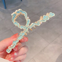 Cổ Màu Xanh Tốt Lành Đám Mây Lớn Kẹp Mới Phong Cách Trung Hoa Nữ Phụ Kiện Tóc Kẹp Sườn Xám Đầu Sau Kẹp Tóc Cá Mập Lớn Kẹp