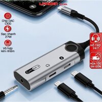 [Có Mic] Cáp chuyển đổi âm thanh 3 in 1 hỗ trợ sạc nhanh PD 27W 3.5mm có mic cho điện thoại phone 7/8/9/10/11/12/13/14