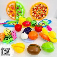 [CÓ MIẾNG DÁN - SIÊU TO] Đồ chơi cắt thái hoa quả, trái cây, bánh pizza 56 CHI TIẾT dành cho bé thích nấu ăn, nhà bếp 88