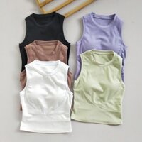 Có Miếng Lót Ngực Áo Thể Thao Nữ Quần Lót Tập Yoga Chạy Bộ Quần Áo Không Tay