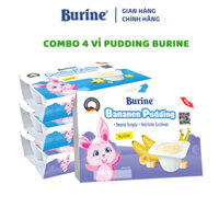 [Có Mix Vị] Combo 4 vỉ Pudding Vani ăn dặm Burine dành cho bé từ 6 tháng tuổi - Nhập khẩu 100% từ Đức (6 hũ x 50g x 4vỉ)