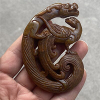 Cổ Ngọc Cổ Cổ Pick-up Rò Rỉ Battleman Ngọc Khắc Cổ Da Cũ Đau Khổ Vật Cũ Tay Cầm Mảnh Đồ Trang Trí Bộ Sưu Tập Mặt Dây Chuyền Rồng Phượng Hoàng 1.20