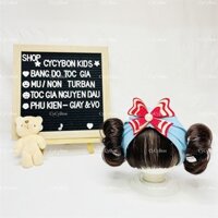 [CÓ NHIỀU MẪU] Mũ Nón Turban Cho Bé Gái Thun Nhiều Màu Đính Nơ Cánh Bướm Đỏ Kèm Mái 2 Búi