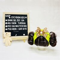 [CÓ NHIỀU MẪU] Mũ Nón Turban Cho Bé Gái Thun Nhiều Màu Đính Nơ Cánh Bướm Nâu Kèm Mái 2 Búi