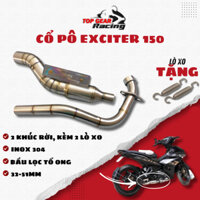 Cổ Pô Exciter 150 Bầu Tổ Ong Inox 304 2 Khúc TOPGEAR