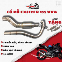 Cổ Pô Exciter 155 VVA Bầu Tổ Ong 2 Khúc Kèm Lò Xo Inox 304 Lắp NHƯ ZIN TOPGEAR