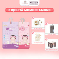 [CÓ QUÀ] COMBO 3 Bịch Tã Bỉm Dán Quần Momo Diamond Chống Hăm, Siêu Khô Thoáng