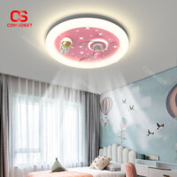 (Có remote) Quạt đèn ốp trần cho bé hình phi hành gia và mặt trăng, 3 chế độ có tâng giảm
