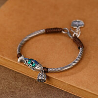 Cổ Retro Độc Đáo Nữ Vòng Tay Cloisonne Cá Chép Hoa Sen Vòng Tay Bạc Nguyên Chất Sang Trọng Vòng Tay Bạc Trang Sức