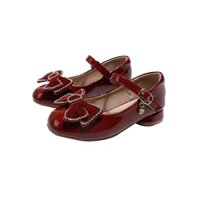 [Có sẵn] [Ảnh thật] GIÀY BÚP BÊ CÔNG CHÚA CAO GÓT CHO BÉ GÁI MẪU NƠ NHUNG ĐÍNH ĐÁ MÀU ĐỎ, KHÔNG ĐAU CHÂN.