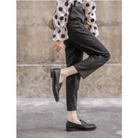 CÓ SẴN ẢNH THẬT Giày moca nữ - búp bê văn phòng - Loafer nữ dáng basic màu đen - kem da mềm CALEE STORE ↔️