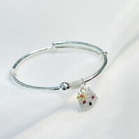 [Có sẵn] [Ảnh thật] Vòng bạc 925 kiểu mèo Kitty cute em bé xinh xắn