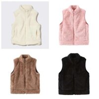 [Có sẵn] Áo gile kid uni  qlo áo lông cừu 2 mặt, mặc êm mềm mại , ấm áp Màu sắc: hồng, nâu, đen, trắng Size 100-150