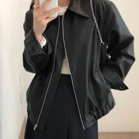 [CÓ SẴN] Áo khoác Jacket da khoá kéo unisex