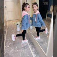 [CÓ SẴN] Áo khoác jean bé gái 10 tuổi☑️ Áo Khoác bò Dài Tay mùa đông size đại 25kg, 30kg, 35kg, 40kg, 45kg