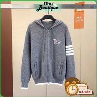 (Có Sẵn) - Áo Khoác Len Ngực Cún Tay Thom Phối Viền Cổ Tay ❤ Áo Len Có Mũ Dày Dặn Dáng Rộng Nam Nữ