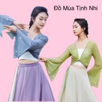 [có sẵn] Áo Múa Cổ Điển Trang Phục Múa Áo Yoga, Áo Dance  Tay Loe Đính Đá Múa Dân Tộc A174 - Đồ Múa Tịnh Nhi