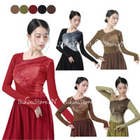 [Có sẵn] Áo múa cổ trang trung quốc lá tre AM32 - Áo múa đương đại biểu diễn - Áo tay dài tập múa truyền thống