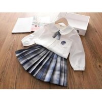 [CÓ SẴN] Áo sơ mi bé gái 6 tuổi (3 - 12 tuổi)☑️ áo dài tay size đại 25kg, 30kg, 35kg, 40kg, 45kg dành cho 7,8,9,10 tuổi