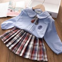 [CÓ SẴN] Áo sơ mi bé gái 6 tuổi (3 - 12 tuổi) ✨ áo dài tay size đại 25kg, 30kg, 35kg, 40kg, 45 kg