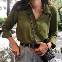 [CÓ SẴN] Áo sơ mi xanh lá🌱