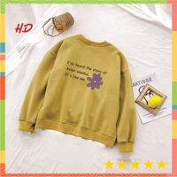 [Có sẵn] Áo  sweater hoa cúc tím in lưng_HD3739