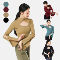 [Có sẵn] Áo tập múa cổ trang múa trung hoa biểu diễn - Áo thun tay dài ôm body - Áo múa sườn xám - Áo dài tay loe AM11