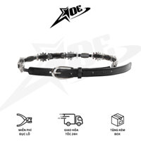 (Có sẵn) AOE STUDIO - Thắt lưng nam nữ Y2K da PU cao cấp dây nịt bản nhỏ khoá cài kim màu đen bạc hợp kim cá tính