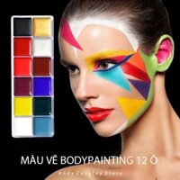 [CÓ SẴN] Bảng màu vẽ mặt&body Bodypainting 12 ô gốc dầu cosplay