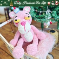 [Có sẵn] Báo hồng kẹp monster - Tiệm Len Dolly (Quà tặng bạn gái, quà tặng sinh nhật, gấu bông bằng len, thú len)