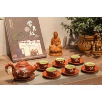 [Có sẵn] Bộ Ấm Chén Đất Nung - Hàng Tử Sa Bát Tràng Kèm Hộp Quà Sang Trọng💥Họa Tiết Hoa Anh Đào