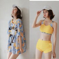 Có sẵn Bộ đồ bơi bikini thể thao áo lưới nữ siêu đẹp ་
