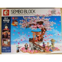 (có sẵn) bộ đồ chơi Lắp ghép Mô hình Sembo 601076 Lắp Ráp Mô Hình Cây Hoa Anh Đào Nhật Bản Siêu Đẹp