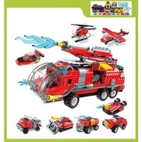 [Có sẵn] Bộ Đồ Chơi Lắp Ráp, Ghép Hình ENLIGHTEN 8In1 Mô Hình Xe Cứu Hỏa, Xe Tăng, Máy Bay Trực Thăng