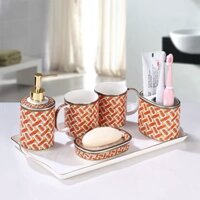(Có sẵn ) bộ đồ dùng nhà tắm gốm sứ cao cấp phong cách Bắc Âu
