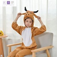 (CÓ SẴN) Bộ Đồ Hoá Trang Con Trâu Vàng Cho Trẻ Em và Người Lớn, Trang Phục Các Con Vật Trong 12 Con Giáp Cực Dễ Thương