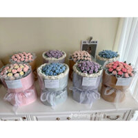 [có sẵn] Bó hoa hồng mini bằng len đủ màu móc len milk cotton làm quà tặng dễ thương