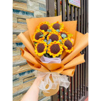 [CÓ SẴN] Bó hoa len tốt nghiệp 8 bông, bó hoa hướng dương bằng len handmade tặng bạn bè