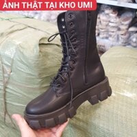 [CÓ SẴN] Boot ulzzang cao cổ 20cm buộc dây kéo khóa đế cao 5.5cm màu đen/trắng cá tính đẹp mới xinh thời trang