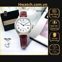 [Có sẵn] [Chính hãng 2]  Đồng Hồ Nữ Citizen Automatic PD7131-16A Dây Da Nâu Mặt Trắng Sapphire
