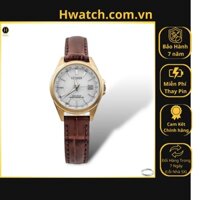 [Có sẵn] [Chính hãng 2] Đồng Hồ Nữ Citizen Pin Eco-Drive EC1183-16A Radio Controlled Dây Da