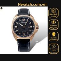 [Có sẵn] [Chính hãng 2]  Đồng Hồ Nam Citizen Pin Eco-Drive AW1723-02E Dây Da Vỏ Vàng Hồng Mặt Đen Sapphire