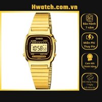 [Có sẵn] [Chính hãng]  Đồng Hồ Nữ Casio LA670WGAD-1D Dây Thép Vàng Mặt Đen HwatchAuthentic