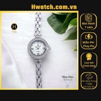 [Có sẵn] [Chính hãng] Đồng Hồ Nữ Royal Pin 2033 Dây Thép Trắng Mặt Trắng Viền Đá HwatchAuthentic