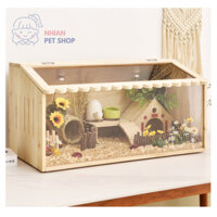 [CÓ SẴN] Chuồng Lồng Chuột Hamster Gỗ Mica Hình Ngôi Nhà Size 80cm 60cm 50cm 40cm Lồng Gà Chim Ruti Bò Sát